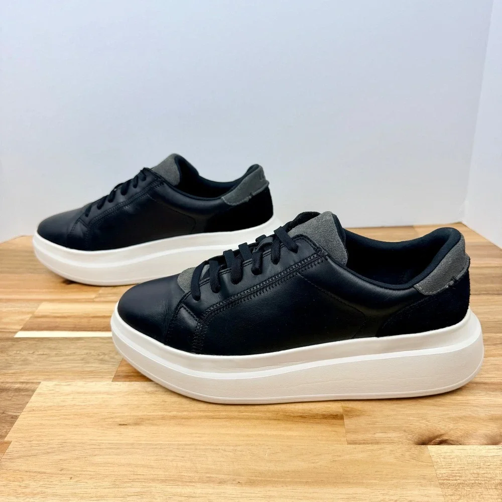 UGG Scape Lace Womens Black Leather Platform Sneakers Size 10